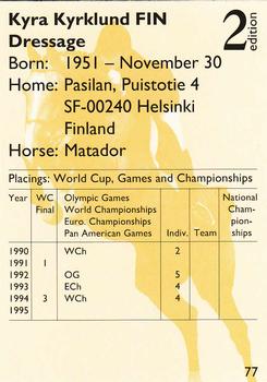 1995 Collect-A-Card Equestrian #77 Kyra Kyrklund / Matador Back